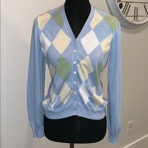 Brooks Brothers Argyle Preppy Derby Cardigan Med